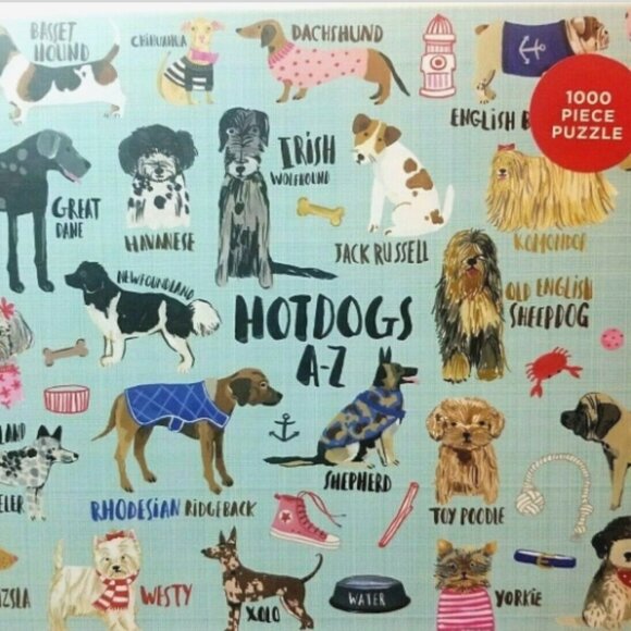 Hotdogs A-Z 1000 Piece Jigsaw Puzzle Dogs Mudpuppy New Factory Sealed - Picture 3 of 12